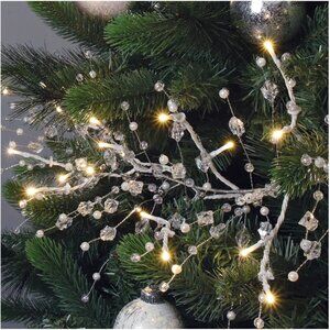 Christmas String Lights Gem LED Garland 9 Feet Long Bead Beaded Holiday Decorati